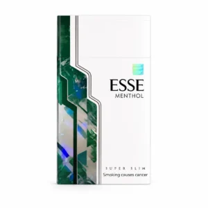 ESSE Menthol Mechanical Green Super Slim packaging photographed for a pack and carton catalogue page