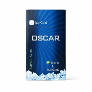 Oscar Super Slim Ice Cold packaging photographed for a pack and carton catalogue page